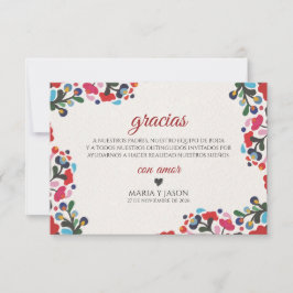 Cartão De Agradecimento Floral Colorful Botanical Flowers Spanish Wedding