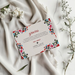 Cartão De Agradecimento Floral Colorful Botanical Flowers Spanish Wedding