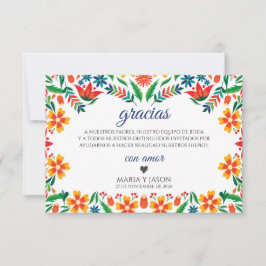 Cartão De Agradecimento Floral Colorful Botanical Flowers Spanish Wedding