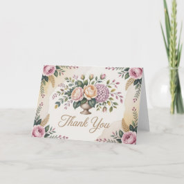 Cartão de Agradecimento Floral com Grinalda de Aqu