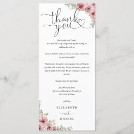 Cartão de Agradecimento Floral com Roteiro Coração