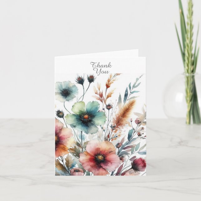 Cartão de Agradecimento Floral com Tinta Alcoólica (Frente)