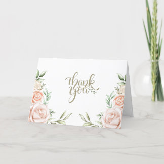 Cartão De Agradecimento Floral Cor-De-Água Rosa Obrigado