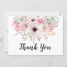 Cartão de Agradecimento Floral Country com Aquarel