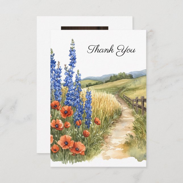 Cartão De Agradecimento Floral Countryside Foto Funeral Obrigado (Frente/Verso)