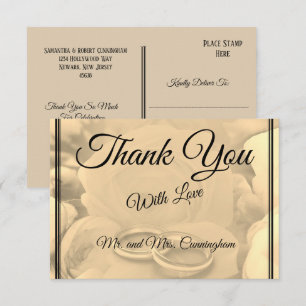 Cartão de agradecimento floral creme elegante & an