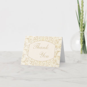 Cartão De Agradecimento Floral Damask Creme and Beige Thank You