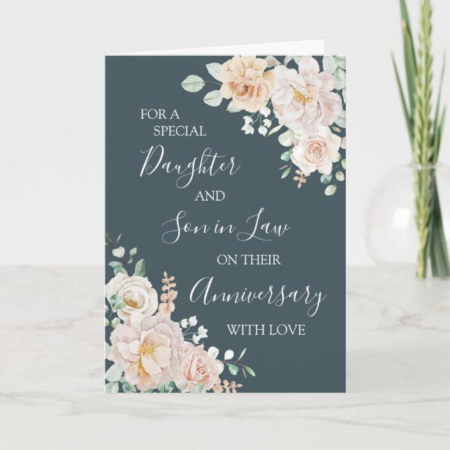 Cartão De Agradecimento Floral Daughter Son in Law Anniversary Card (Frente)