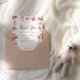 Cartão De Agradecimento Floral de Chá de fraldas Encantado e Encantado
