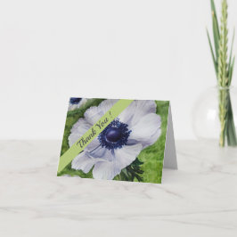 Cartão De Agradecimento Floral de Cor de Água Verde e Púrpura