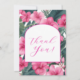 Cartão De Agradecimento Floral de Férias Rosa Tropical