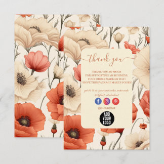 Cartão De Agradecimento Floral de Flores Selvagens Modernas
