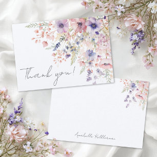 Cartão De Agradecimento Floral de Flores Silvestres