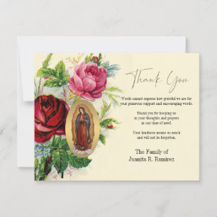 Cartão De Agradecimento Floral de Guadalupe Funeral Condolências Simpatia