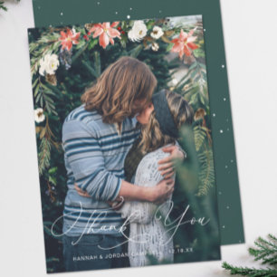 Cartão De Agradecimento Floral de Inverno Sobreposição de Foto de Casame