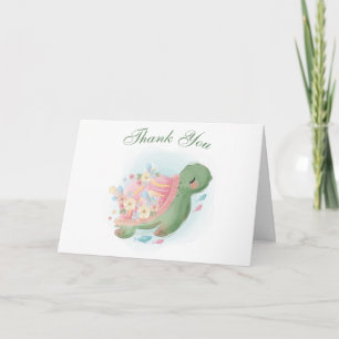 Cartão de Agradecimento Floral de Tartaruga Marinh