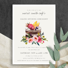 Cartão De Agradecimento Floral Dessert Pastries Store Grand Open Invite