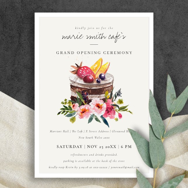Cartão De Agradecimento Floral Dessert Pastries Store Grand Open Invite (Criador carregado)