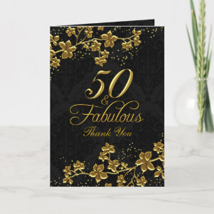 Cartão de Agradecimento Floral Dourado 50 Fabuloso