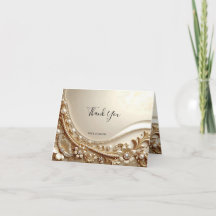 Cartão de Agradecimento Floral Dourado Elegante
