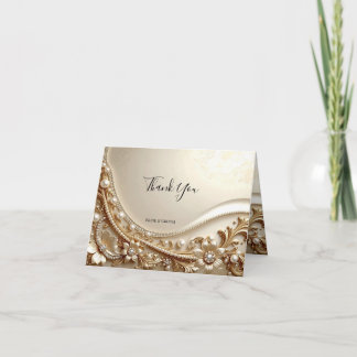 Cartão de Agradecimento Floral Dourado Elegante