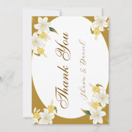 Cartão de Agradecimento Floral Dourado Elegante