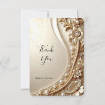 Cartão de Agradecimento Floral Dourado Elegante