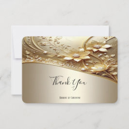 Cartão de Agradecimento Floral Dourado Ornamentado