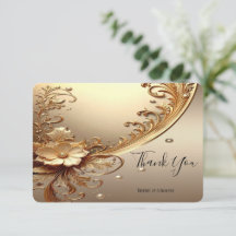Cartão de Agradecimento Floral Dourado Ornamentado