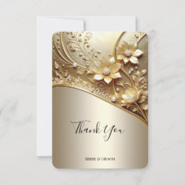 Cartão de Agradecimento Floral Dourado Ornamentado