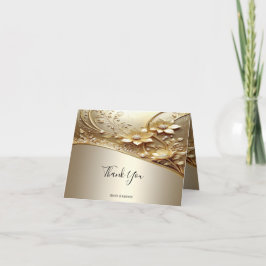 Cartão de Agradecimento Floral Dourado Ornato Mode