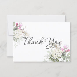Cartão De Agradecimento Floral e verde de Rosa suave