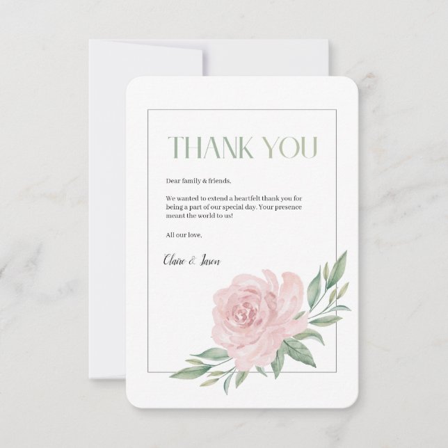 Cartão De Agradecimento Floral Elegant Wedding Thank You Card (Frente)