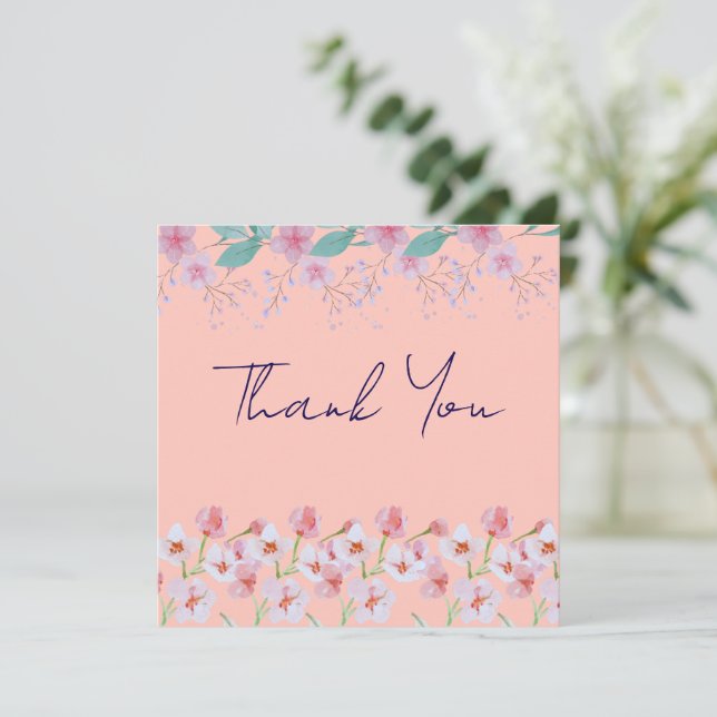 Cartão de Agradecimento Floral Elegante (Em pé/Frente)