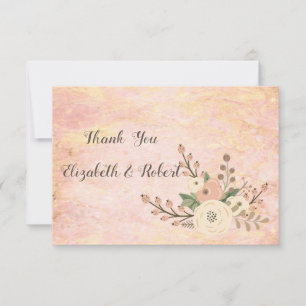 Cartão de Agradecimento Floral Elegante Chic Rosa