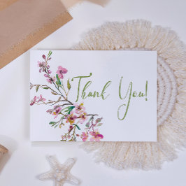 Cartão de Agradecimento Floral Elegante com Flor d