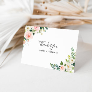 Cartão de Agradecimento Floral Elegante com Verdor