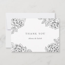 Cartão De Agradecimento Floral Elegante Folhagem de Hortênsia Casamento Ag