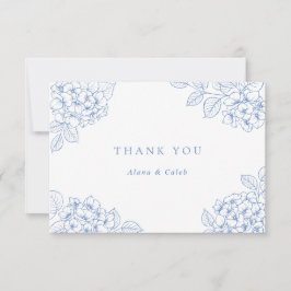 Cartão De Agradecimento Floral Elegante Hortênsia Azul Casamento Agradecim