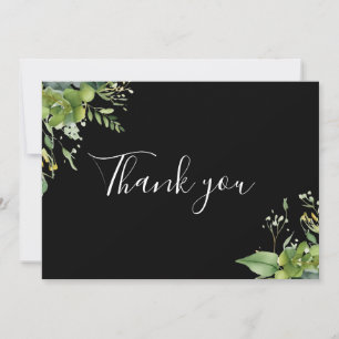 Cartão De Agradecimento Floral Elegante Preto e Branco Roteiro
