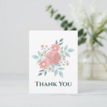 Cartão de Agradecimento Floral em Aquarela