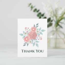 Cartão de Agradecimento Floral em Aquarela