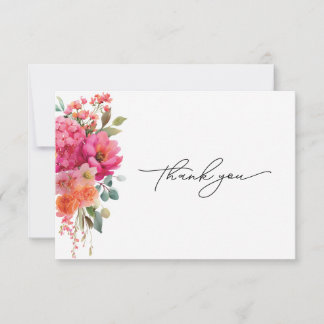Cartão de Agradecimento Floral em Aquarela