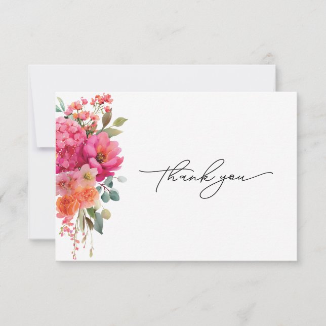 Cartão de Agradecimento Floral em Aquarela (Frente)
