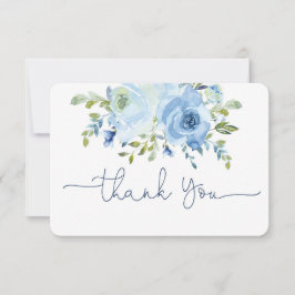 Cartão de agradecimento floral em aquarela azul