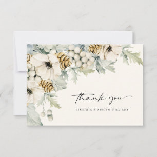 Cartão de Agradecimento Floral em Aquarela Elegant