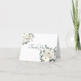 Cartão de agradecimento floral em aquarela marfim