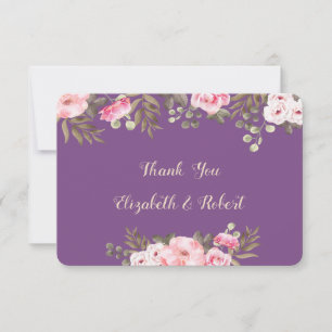 Cartão de Agradecimento Floral em Aquarela Românti