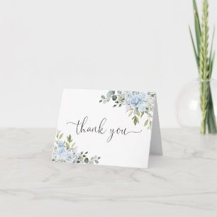Cartão de Agradecimento Floral em Azul Empoeirado