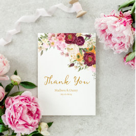 Cartão De Agradecimento FLORAL Embrace Matrimony Wedding